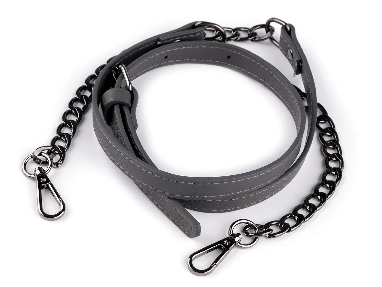 Eco leather strap with chain and carabiners for bags, length 115 - 130 cm | assorted colors (Copy)