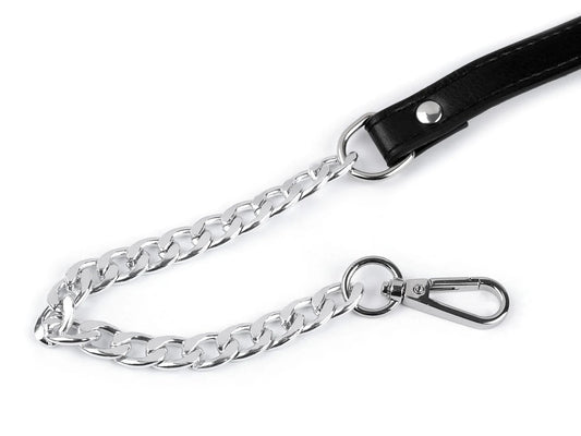 Eco-leather strap with chain and carabiners for bags, length 115 - 130 cm | assorted colors (Copy)