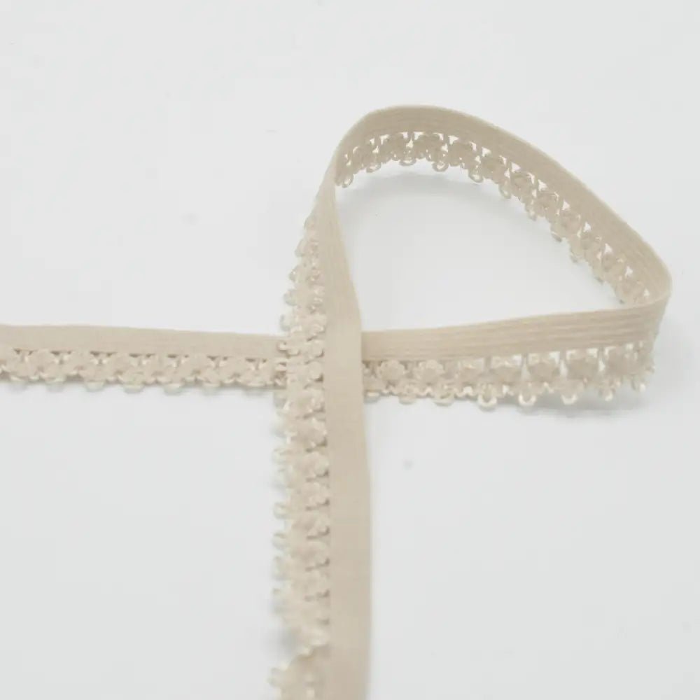 Image of elastic lace trim, 1.3 cm - light beige – available at Šarlotes audumi