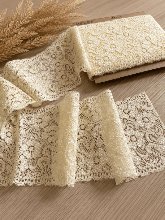 Image with elastic lace 13 cm - yellow – available at Šarlotes audumi