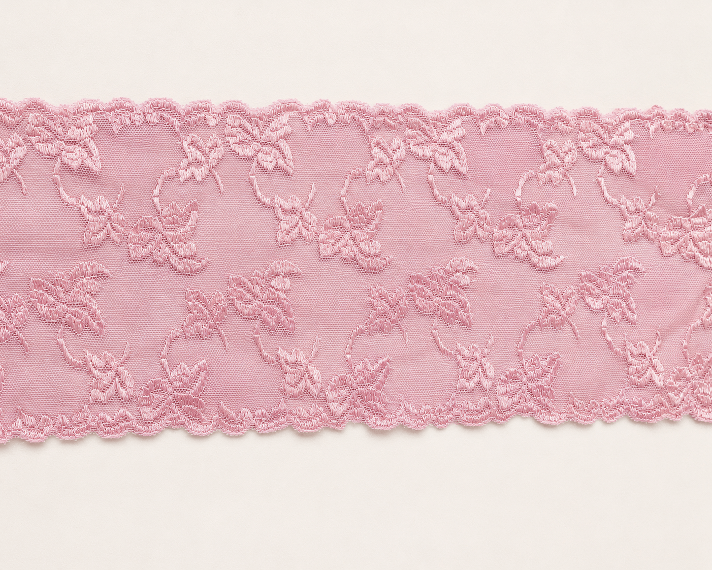 Image with elastic lace 14 cm - dusty pink – available online Šarlotes audumi