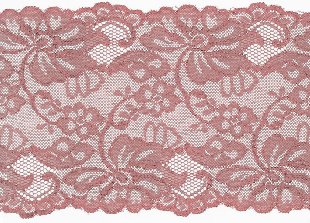 Elastyczna koronka - 15 cm - pudrowy róż