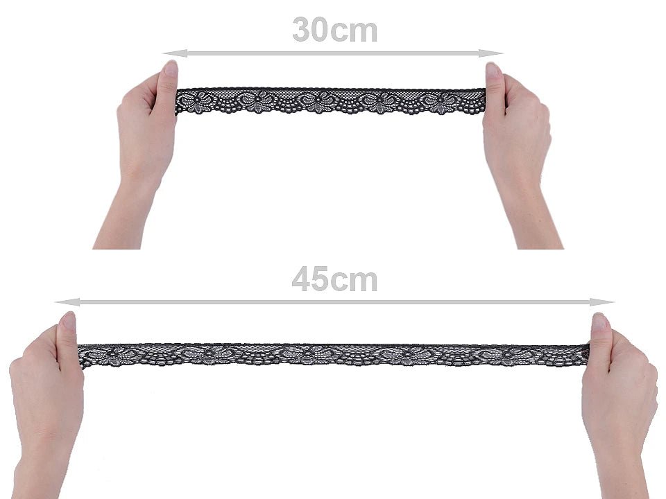 Zdjęcie z elastyczną koronką 3 cm - czarną – dostępne w tkaniny Charlotte