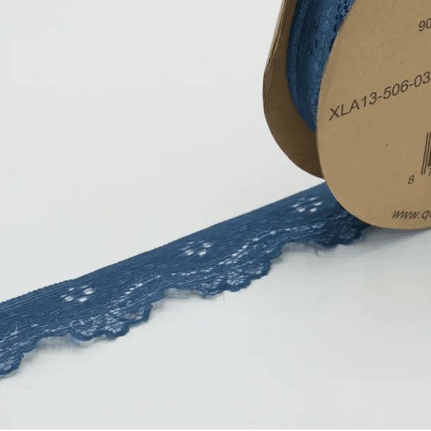 Image of elastic lace 3.5 cm - smoky blue – available at Charlotte's Fabrics