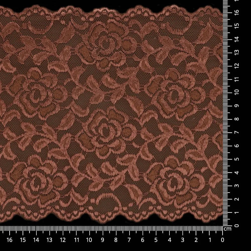 Image of elastic nylon lace 16 cm - chocolate – available at Šarlotes audumi