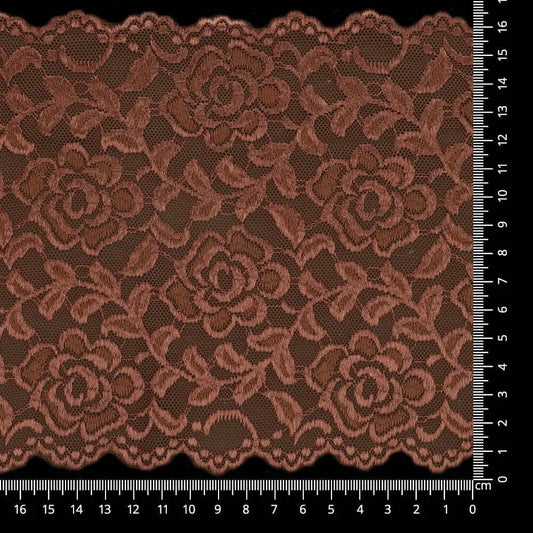 Image of elastic nylon lace 16 cm - chocolate – available at Šarlotes audumi