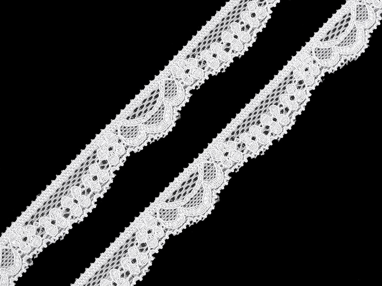 Elastic polyamide lace - 1.5 cm white