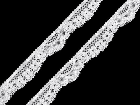 Elastic polyamide lace - 1.5 cm white