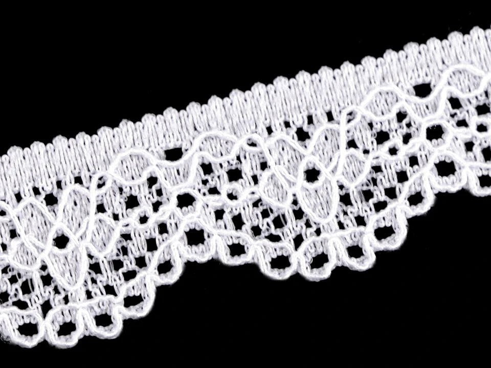 Attēls ar Elastīgā mežģīne-1,6 cm balta – pieejams internetā Šarlotes audumi