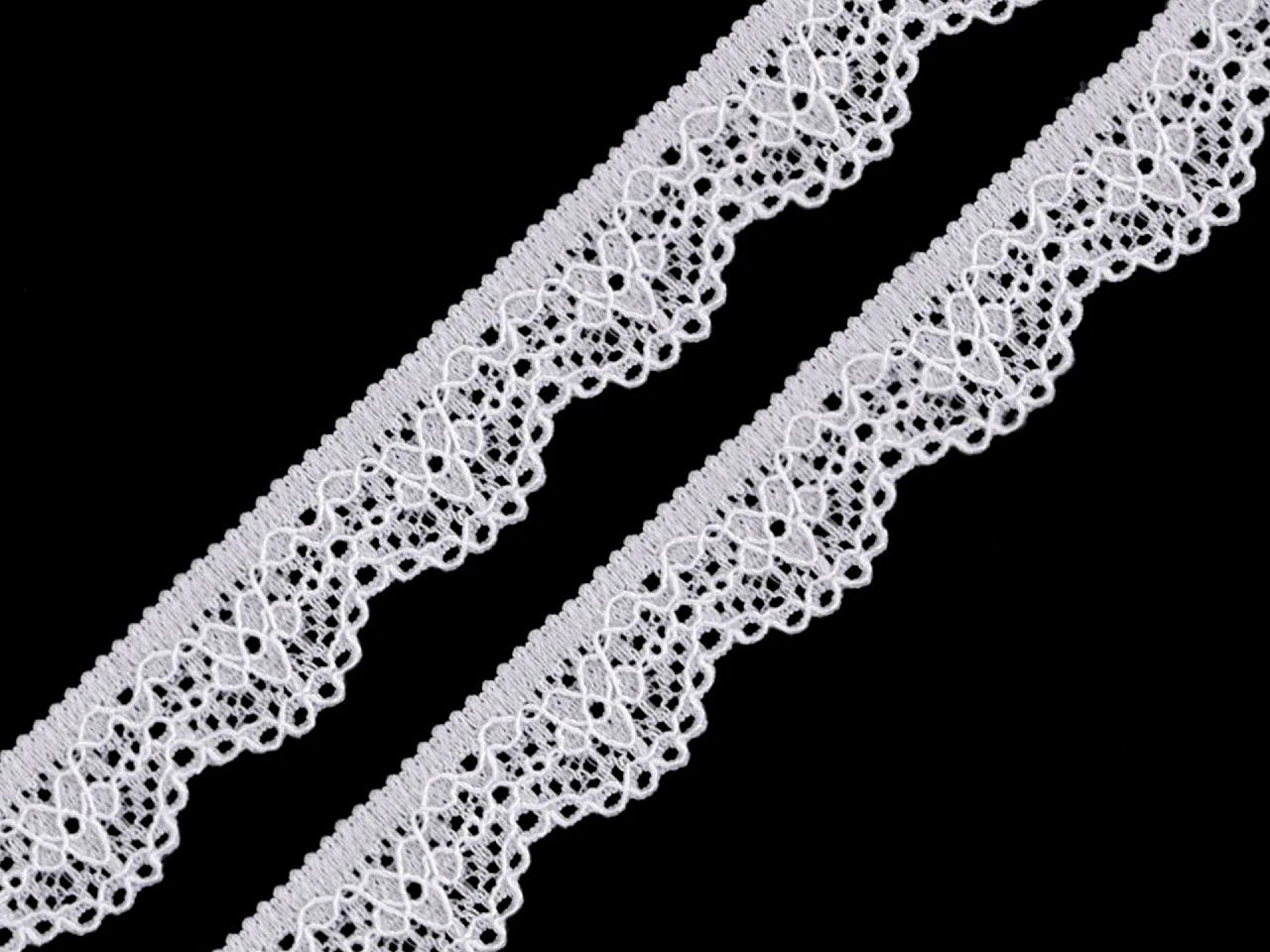 Attēls ar Elastīgā mežģīne-1,6 cm balta – pieejams internetā Šarlotes audumi