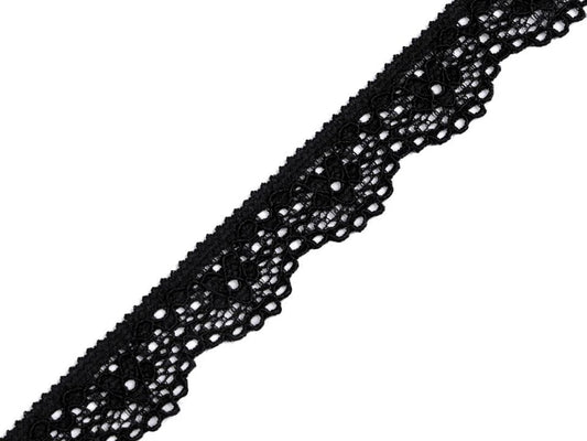 Black elastic polyamide lace - 1,6 cm