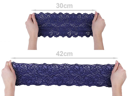 Elastic polyester lace-15 cm-royal blue
