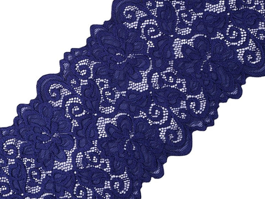 Elastic polyester lace-15 cm-royal blue