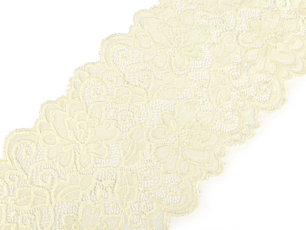Elastic polyester lace - 15 cm - milky white