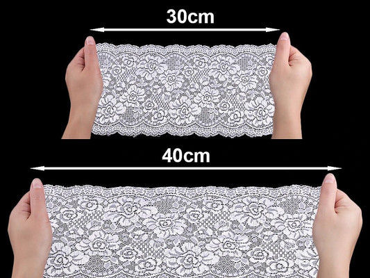 Elastic polyester lace - 18 cm black