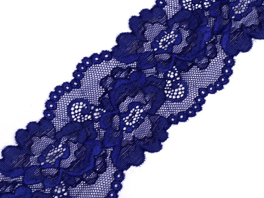 Elastic polyester lace-8 cm-dark blue