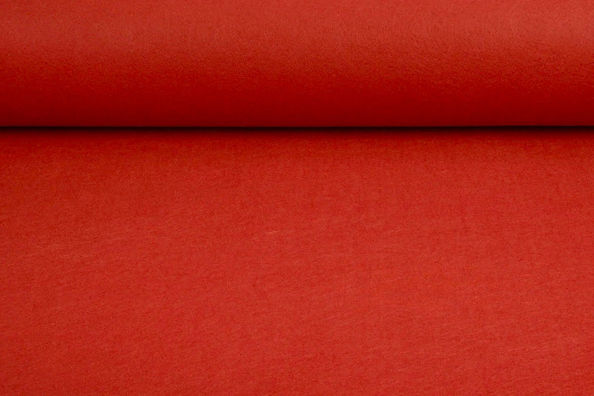 Felt fabric in rolls, soft, 1 mm - bright red 220 g/m²