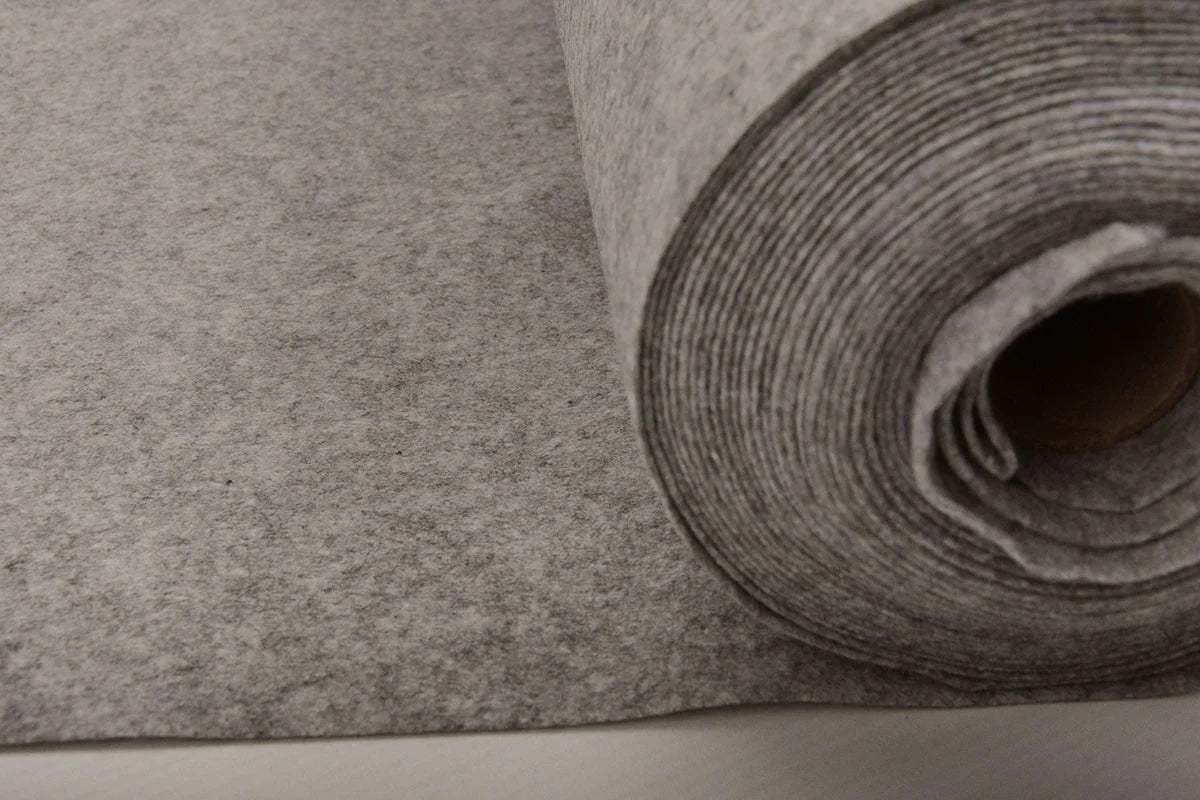 Felt fabric in rolls, soft, 1mm - grey 220 g/m²