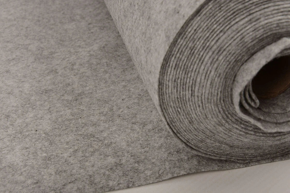 felt fabric in rolls, soft, 1 mm - grey 220 g/m²