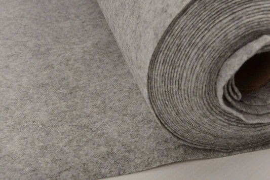 felt fabric in rolls, soft, 1 mm - grey 220 g/m²