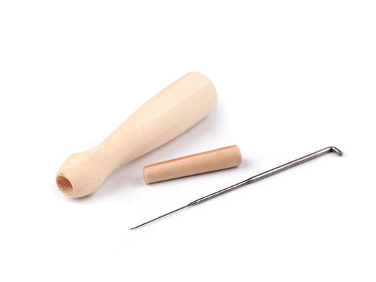 Felting needle with wooden handle