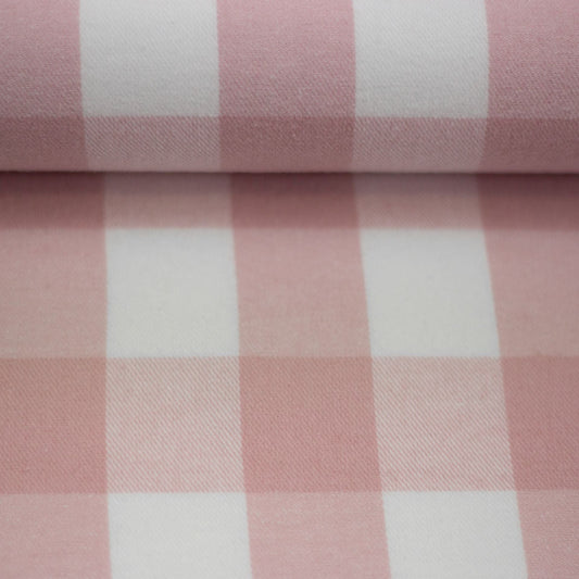 Pink plaid flannel 150 g/m² – available at Charlotte Fabrics