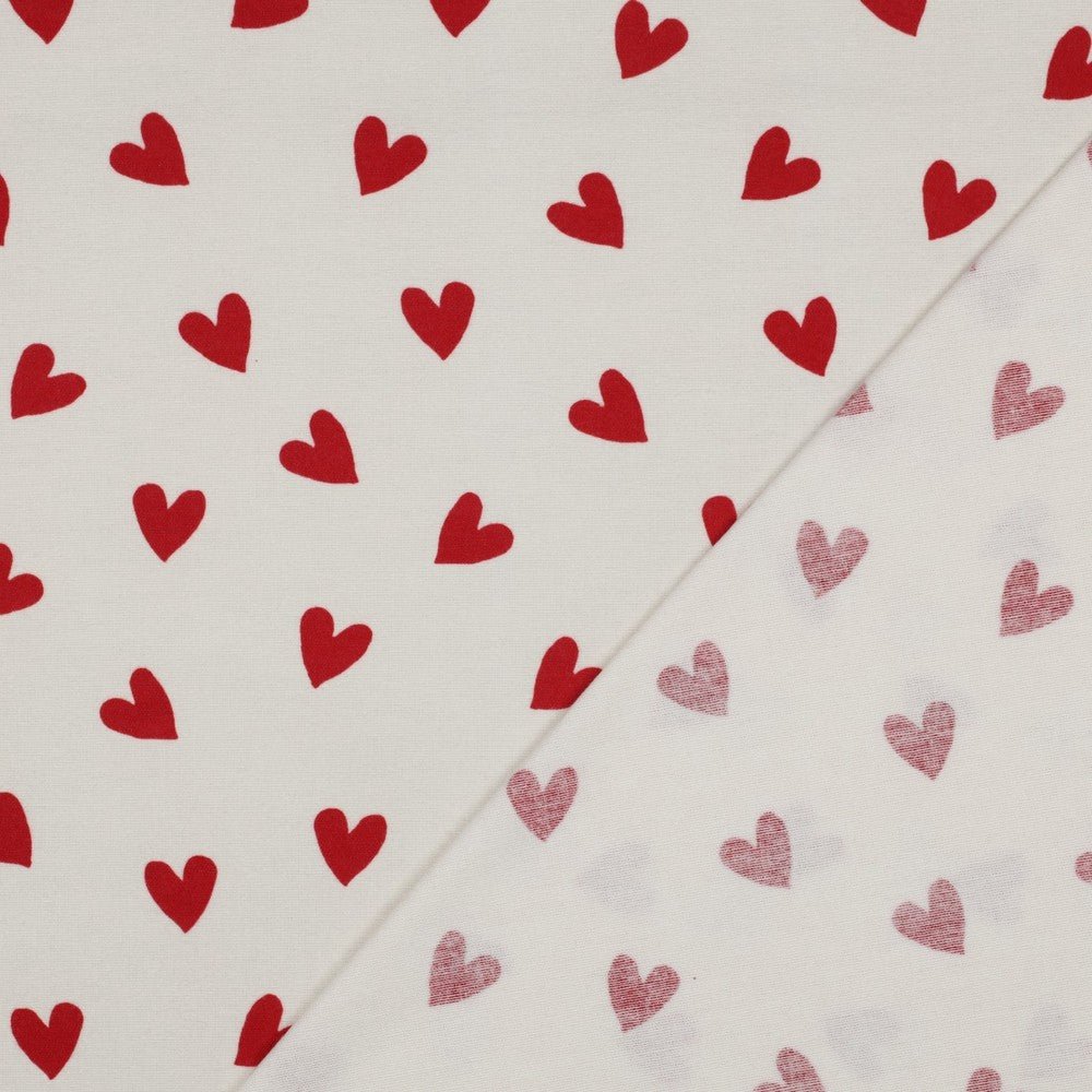 Image of flannel - red hearts 165 g/m² – available at Šarlotes audumi