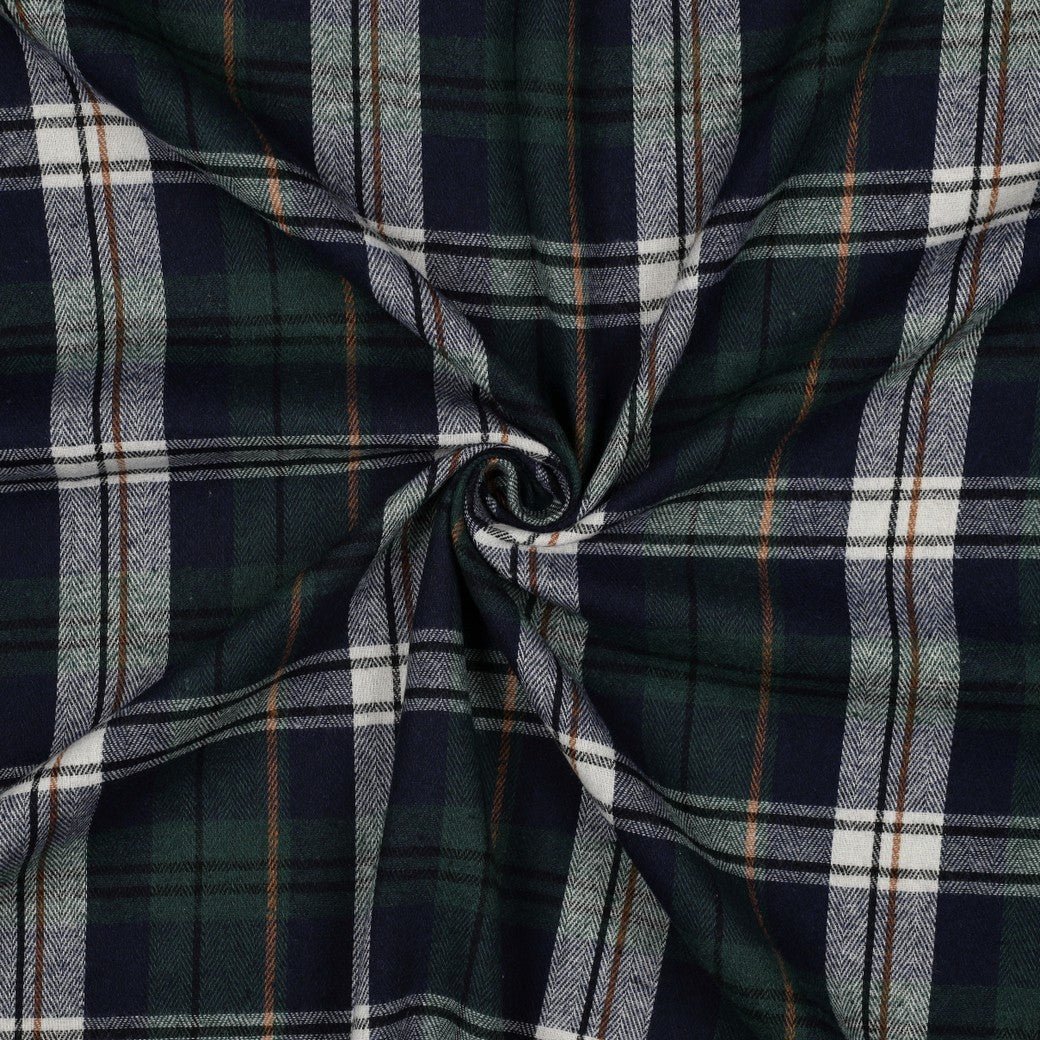 Image with flannel - dark green checked 137 g/m² – available at Charlotte's Fabrics