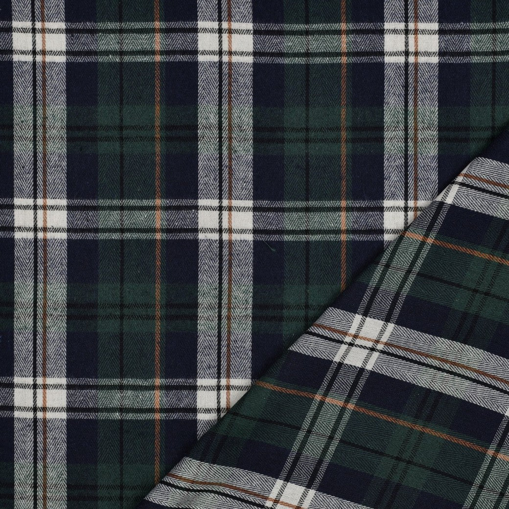 Image of Flannel - dark green checked 137 g/m² – available at Charlotte's Fabrics