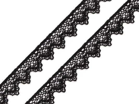 Image of 17 mm black guipure lace – available at Šarlotes audumi