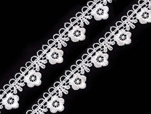 Image of guipure lace / insert with daisy pattern 21 mm - white – available at Charlotte's Fabrics