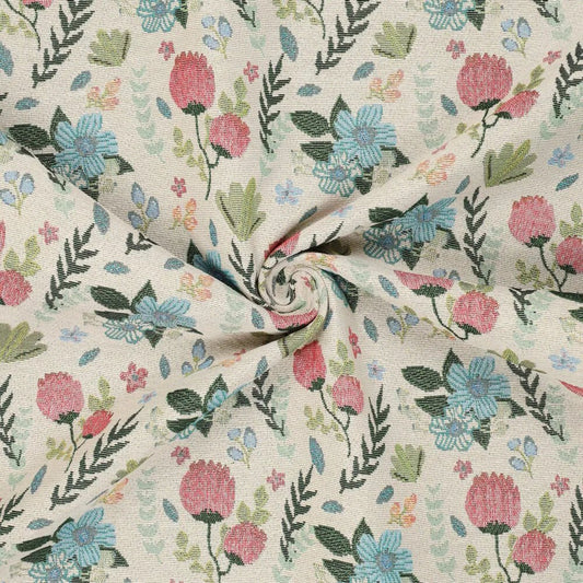 Image with tapestry - light flowers 240 g/m² – available at Šarlotes audumi