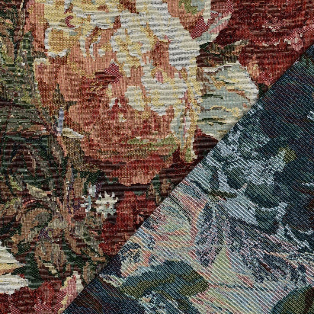 Tapestry with pink peonies 310 g/m² – available at Šarlotes audumi