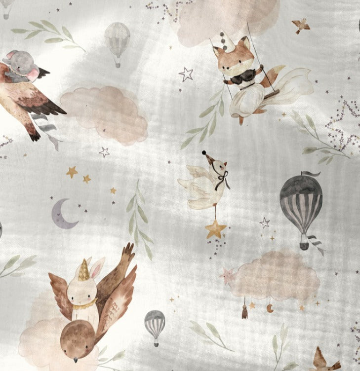 Muslin Animals and Hot Air Balloons 120 g/m²