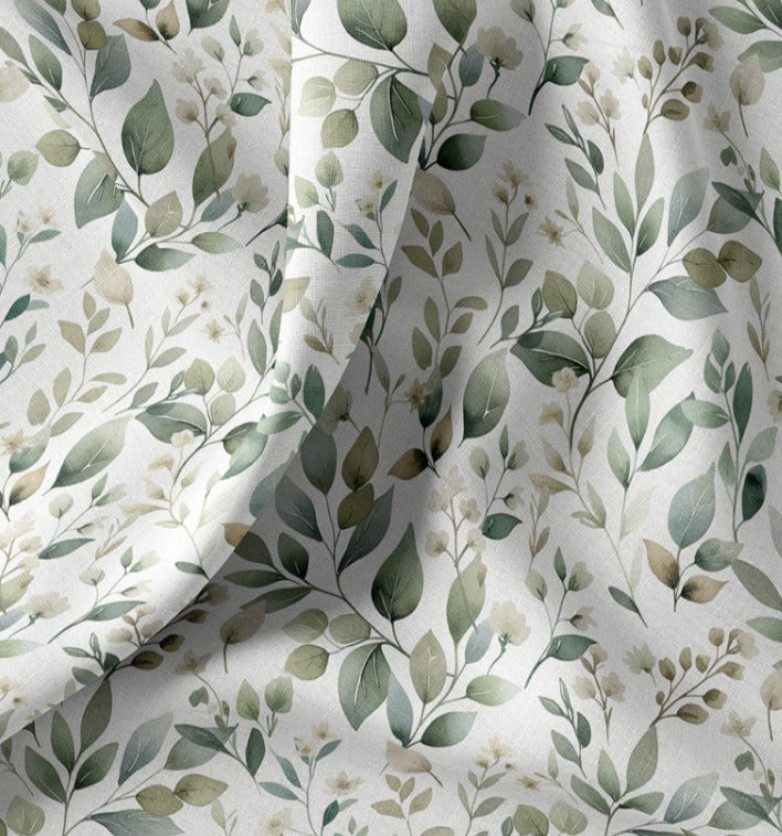 Tkanina premium 100% bawełniana – zielone liście 115 g/m²