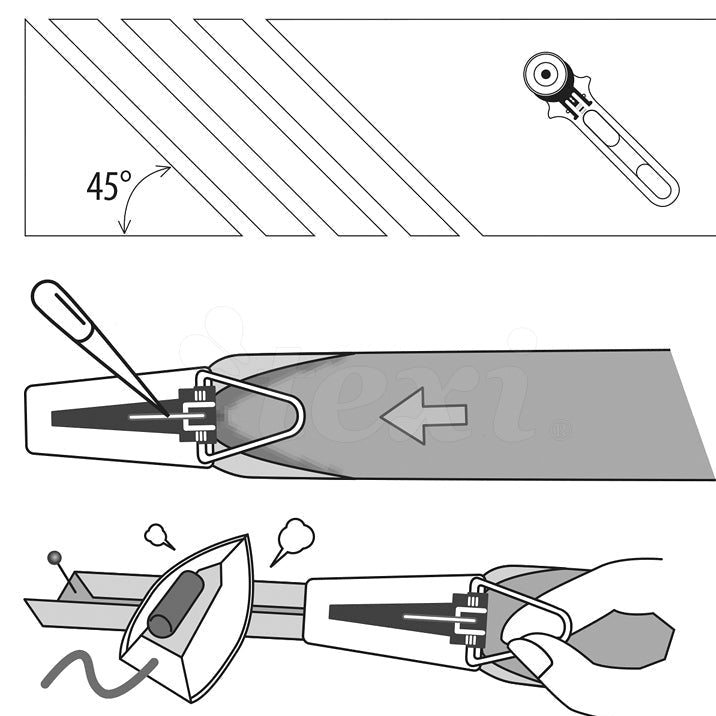Image of a 12 mm bias tape maker tool – available online at Charlotte's Fabrics