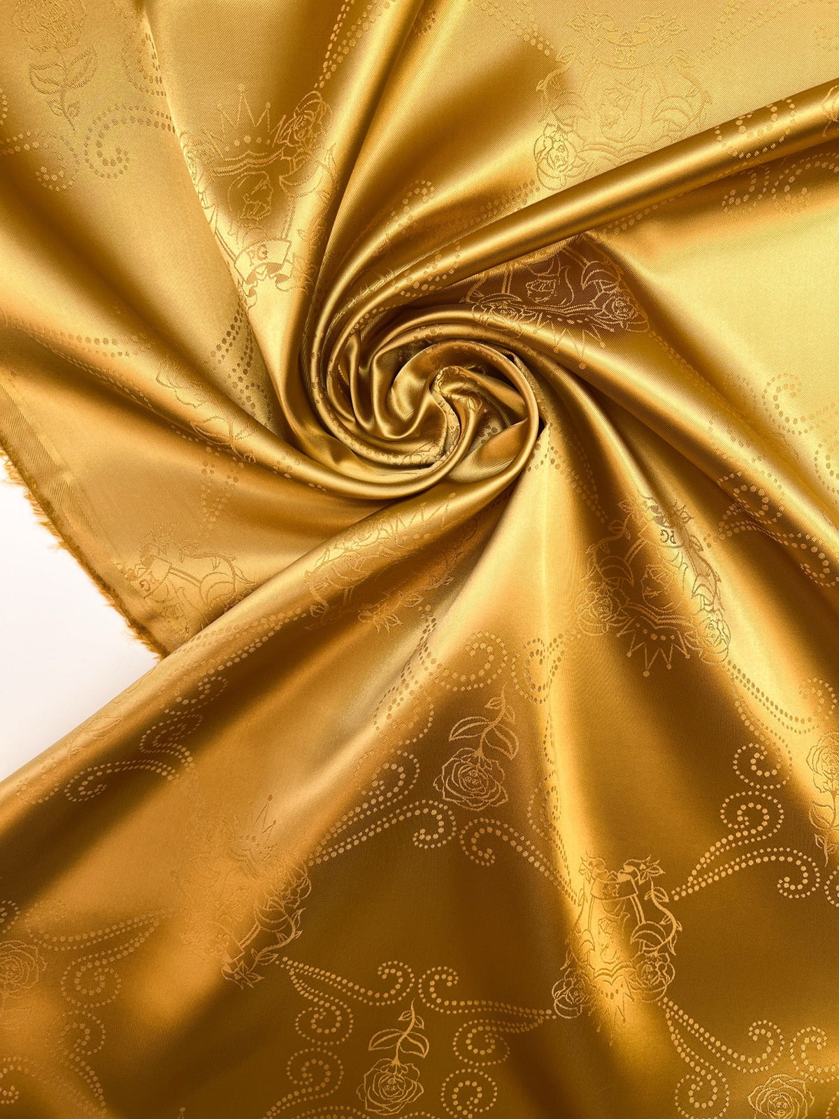 Image of Italian viscose jacquard fabric in a golden tone – available online at Charlotte's Fabrics