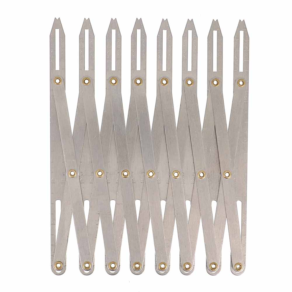 Expandable measuring ruler for placing buttonholes and buttons Bohin