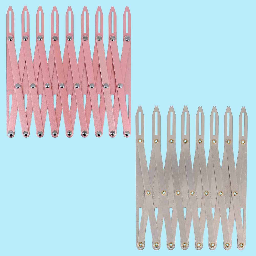 Extendable measuring ruler for placing buttonholes and buttons Bohin