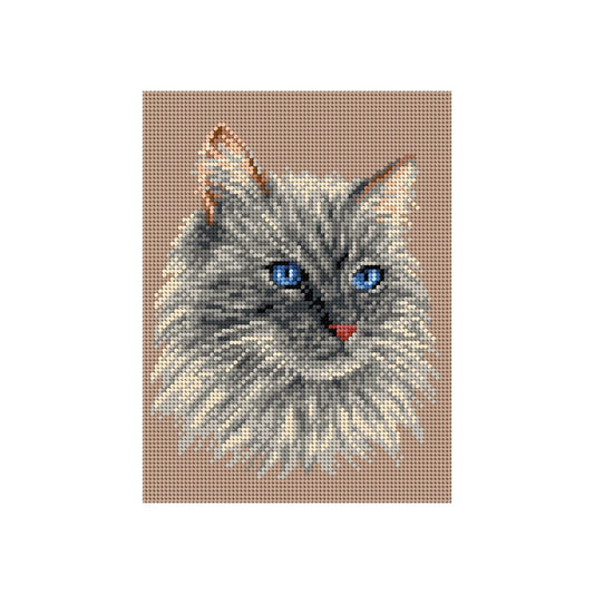 Obraz kanwy do haftu z nadrukowanym wzorem – Kot, 18 × 24 cm – dostępna online w Šarlotes audumi