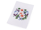 white flowers with blue ribbon