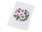white flowers with blue ribbon