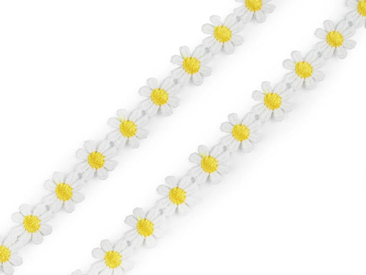 alt
Image with embroidered decorative daisy ribbon 15 mm – available at Charlotte's Fabrics