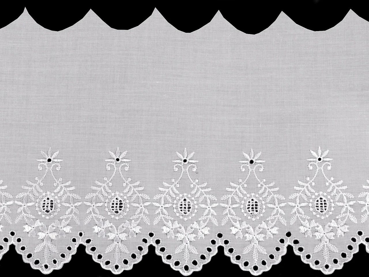 Embroidered cotton lace - 22 cm white