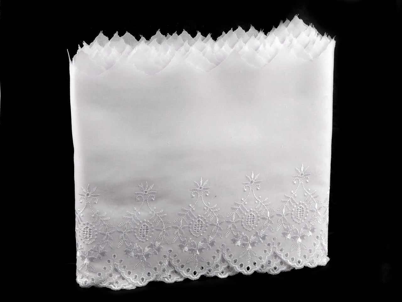 Embroidered cotton lace - 22 cm white