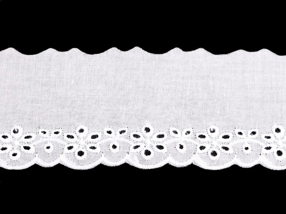 Embroidered cotton lace - 5 cm white