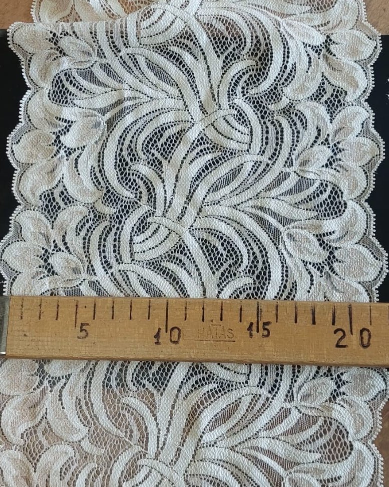 Image of embroidered lace 20 cm-beige – available online at Charlotte's Fabrics