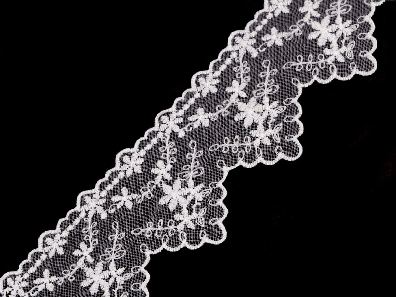 Koronka haftowana - 6,5 cm biała