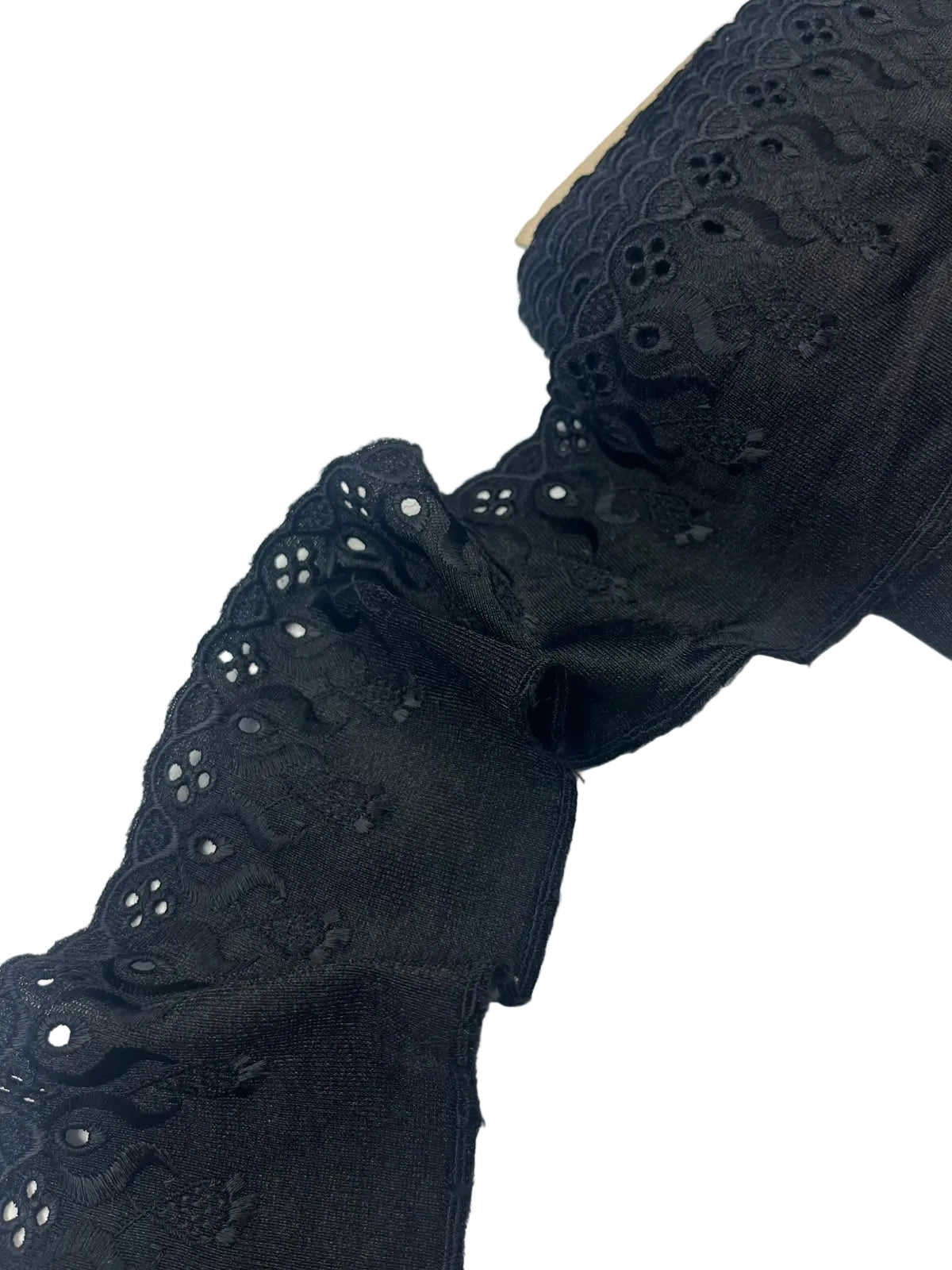 Embroidered lace 8 cm - black - available online at Šarlotes audumi