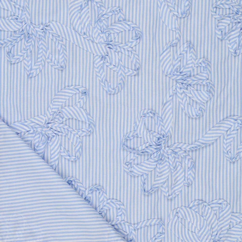 Image with embroidered cotton fabric with a pattern - blue lines 140 g/m² – available at Šarlotes audumi